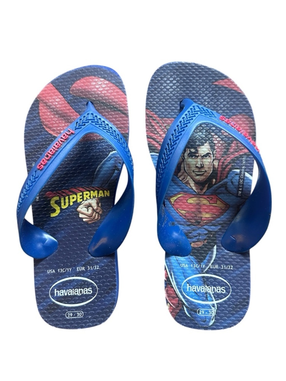Havaianas Superman Blue Graphic Flip Flops DC Comics Youth 13C/1Y EU 31/32